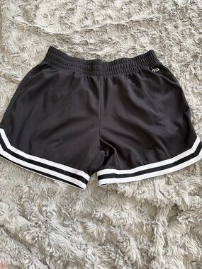 DSG Black Athletic Shorts with White Stripe Trim